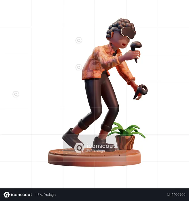 Boy using VR technology  3D Icon