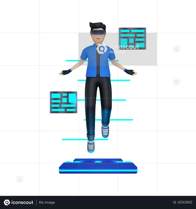 Boy using VR tools  3D Illustration