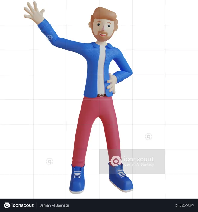 Boy waiving hand  3D Illustration