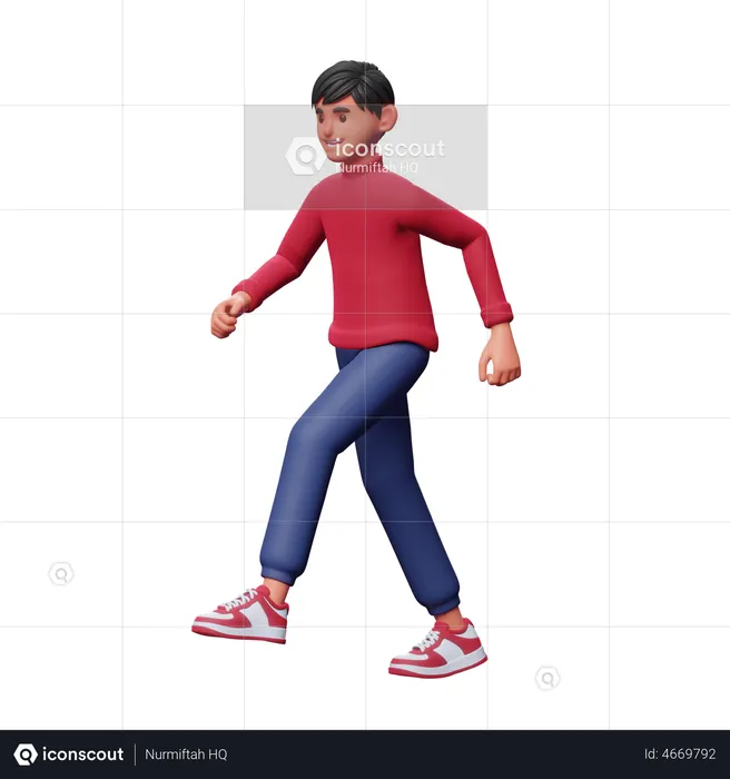 Boy Walking  3D Illustration