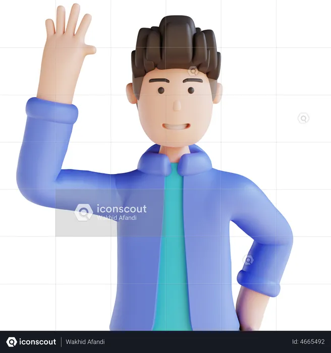 Boy waving hand  3D Illustration