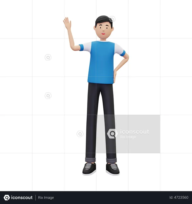 Boy waving hand  3D Illustration