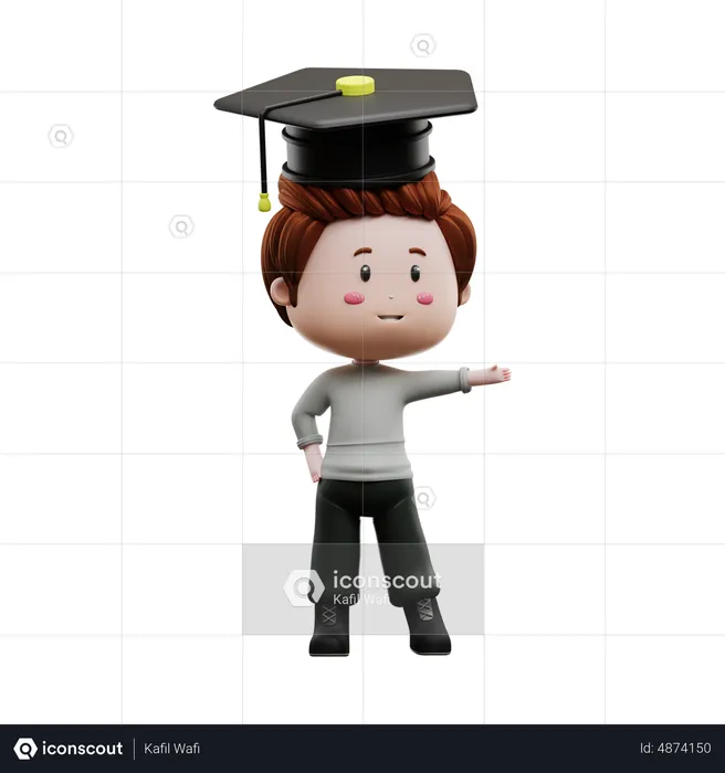 Boy wearing graduation hat  3D Illustration