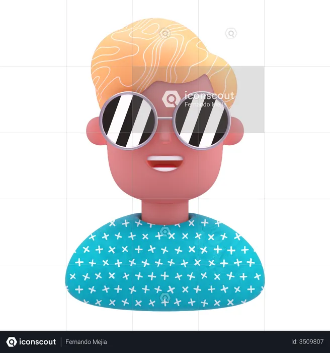 Boy Wearing Sunglasses  3D Illustration