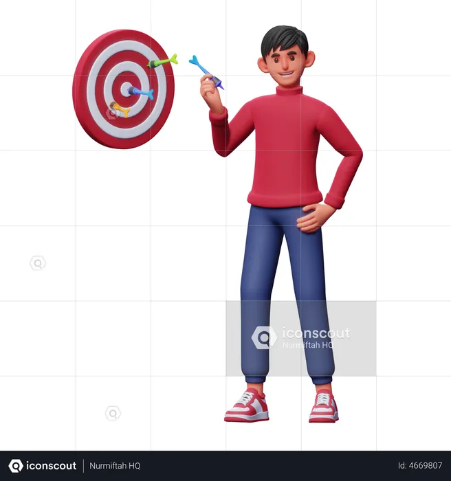 Boy with Business Target  3D Illustration