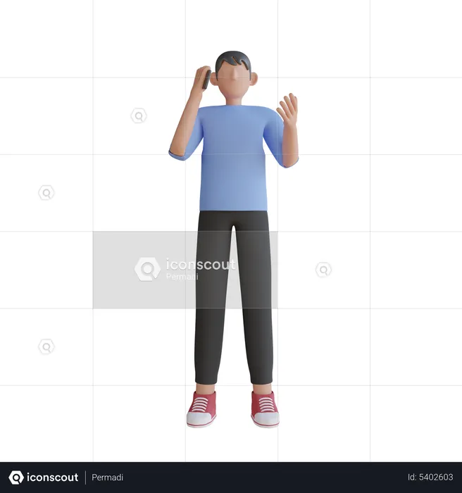 Boy With Calling Pose  3D Illustration