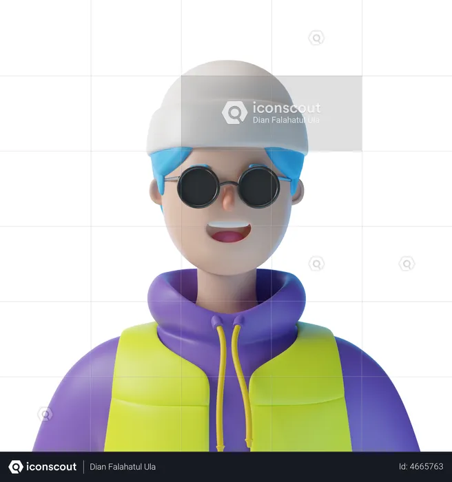 Boy With Goggles  3D Illustration