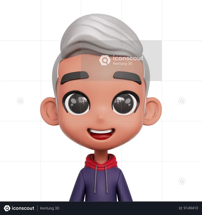 Boy With Grey Hair  3D Icon