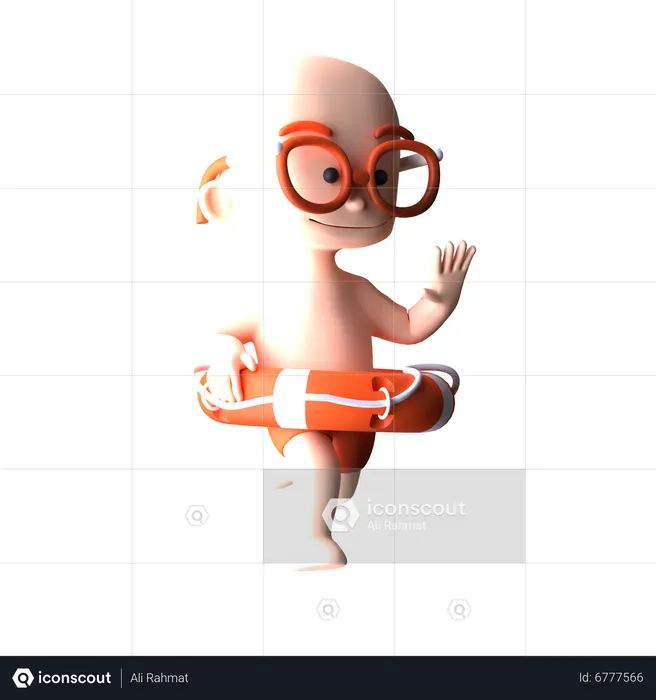 Boy With Lifebuoy  3D Icon