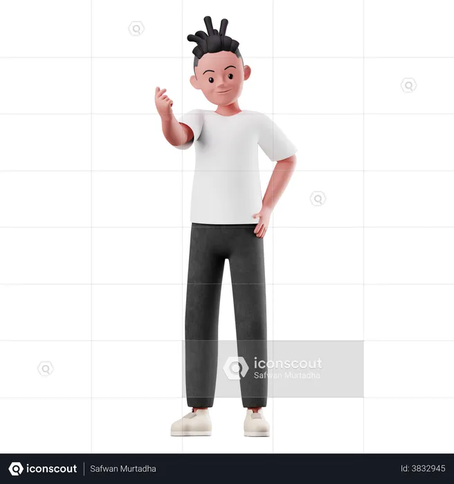 Boy with Love Sign Pose  3D Illustration