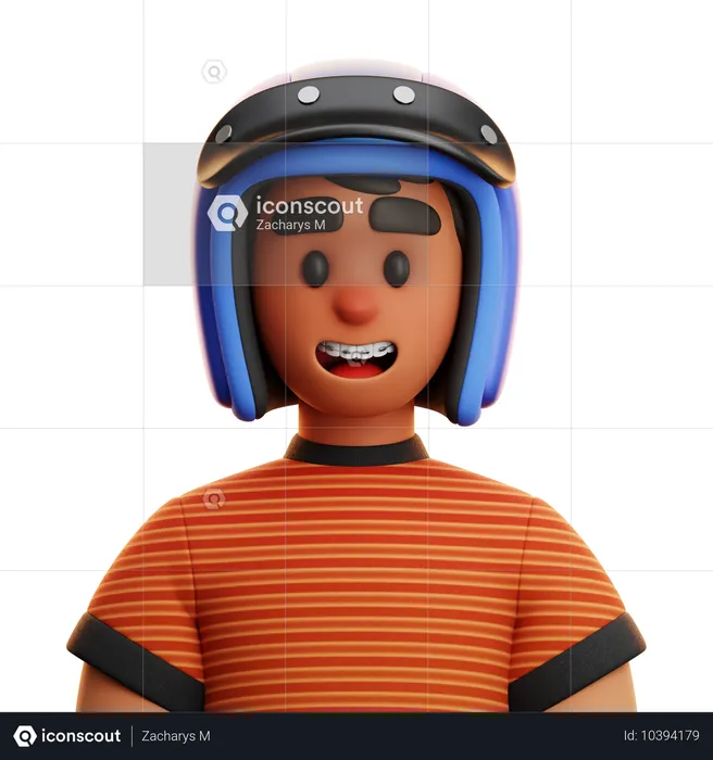 BOY WITH MOTORCYCLE HELMET  3D Icon