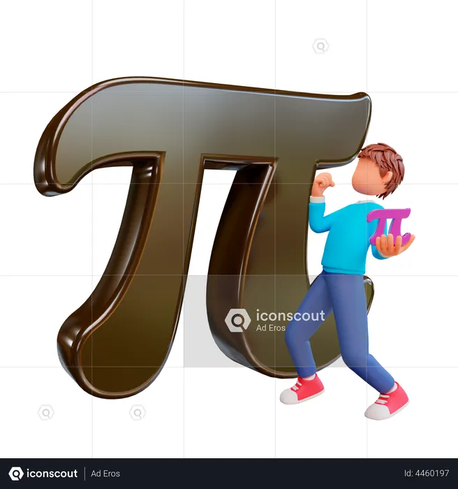 Boy with Pi  3D Illustration