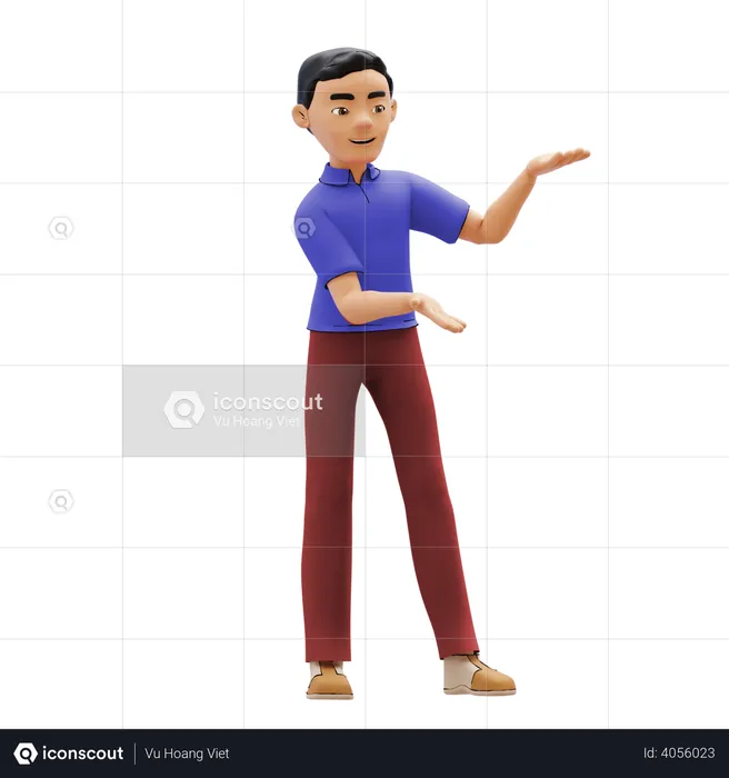 Boy with presenting gesture  3D Illustration
