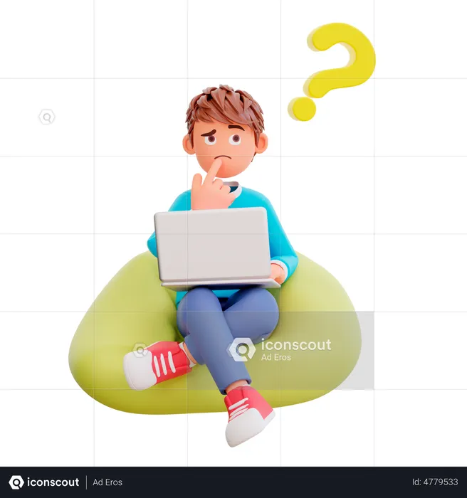 Boy with question mark  3D Illustration