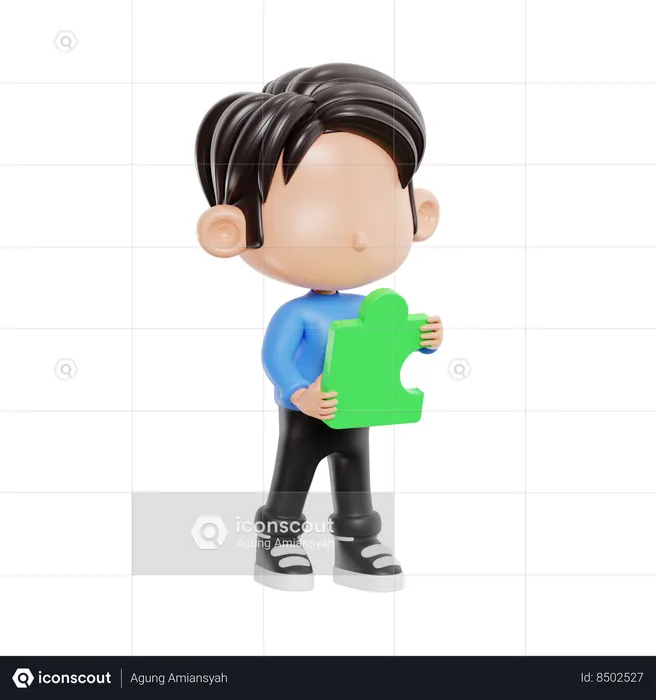 Boy With Solution  3D Illustration