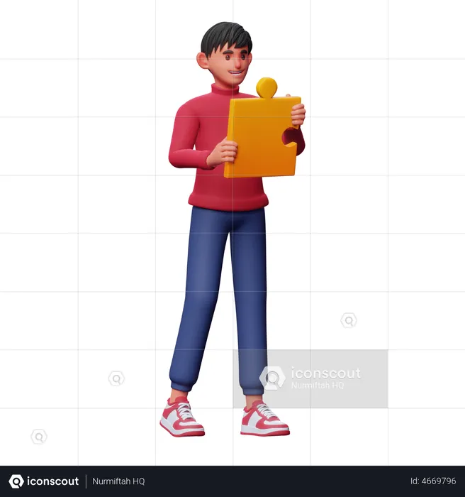 Boy With Solution  3D Illustration