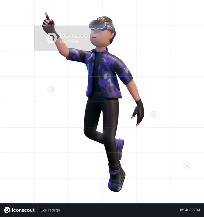 Boy with VR headset  3D Illustration