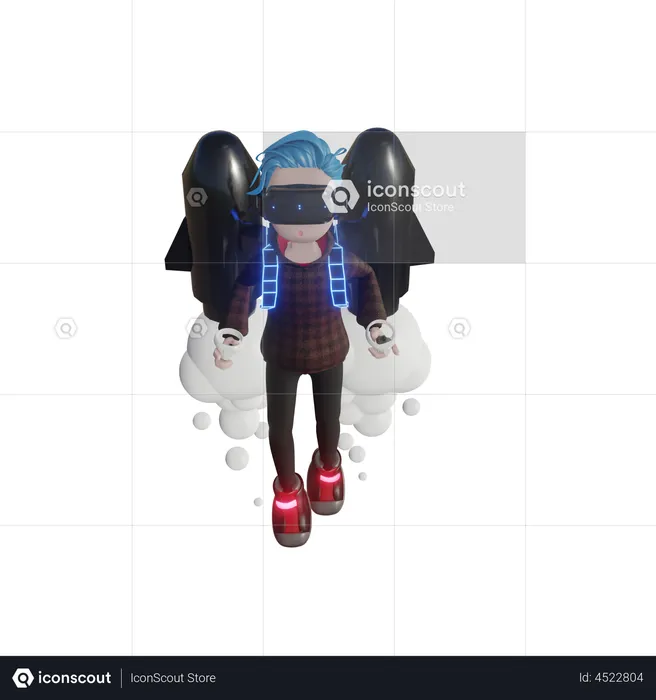 Boy with VR Rocket  3D Icon