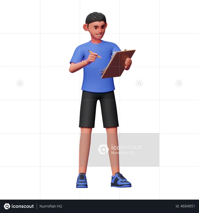 Boy Writing Note  3D Illustration