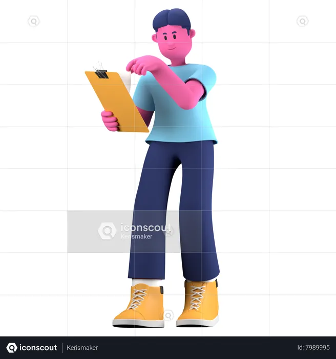 Boy writing on notepad  3D Illustration