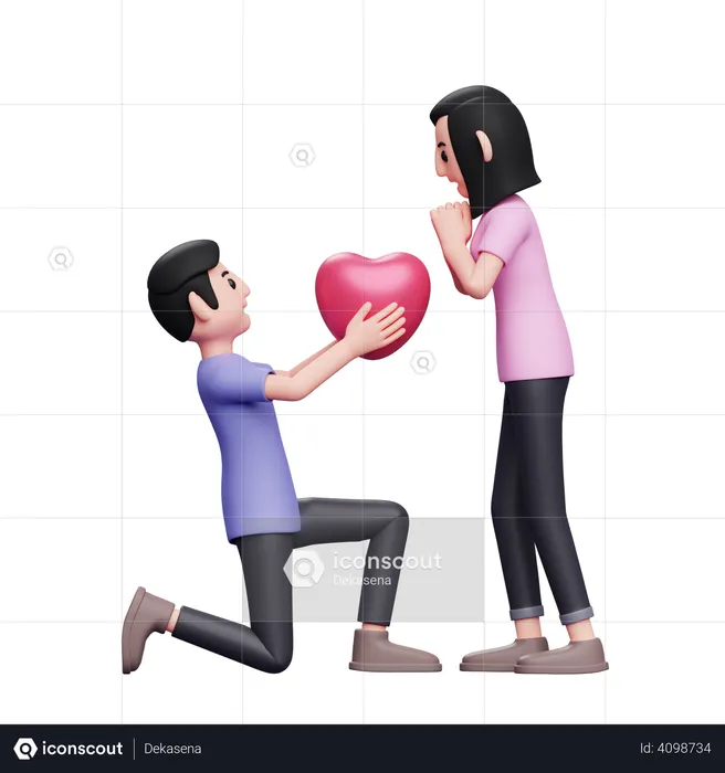 Boyfriend Proposing Girlfriend  3D Illustration