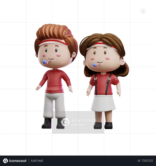 Boys And Girls Compete To Hold The Falling Marbles  3D Illustration