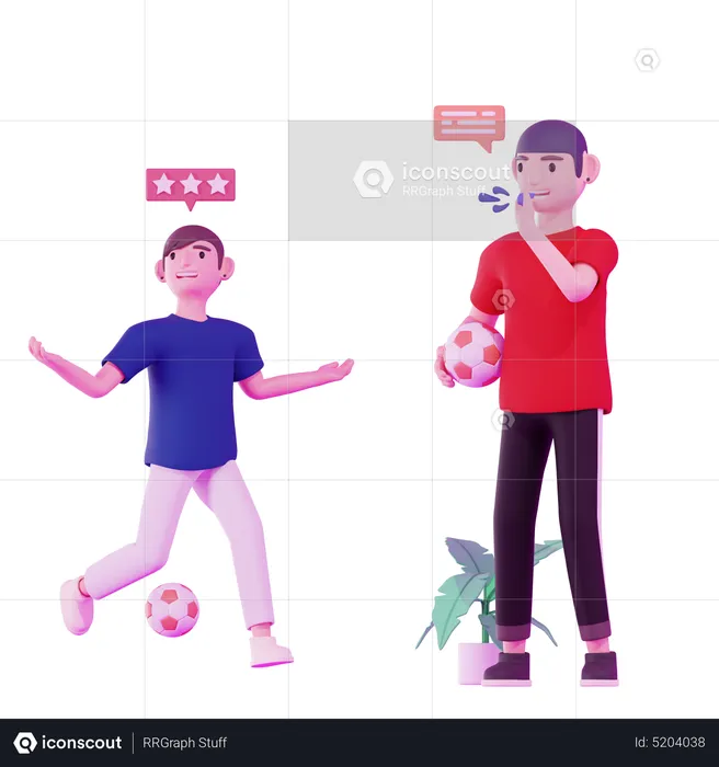 Boys playing football  3D Illustration