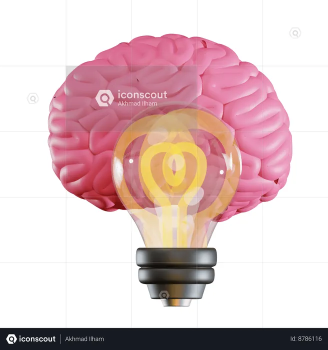 Brain And Bulb  3D Icon