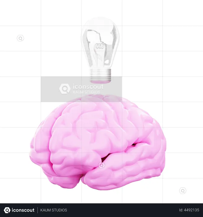Brain having Idea  3D Illustration