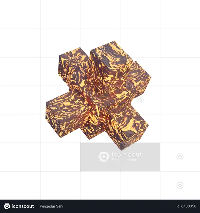 Branched Cube Lava Rock Abstract Shape  3D Icon