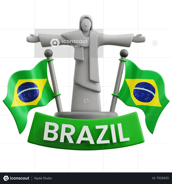 Brasil monumento al Cristo Redentor  3D Icon