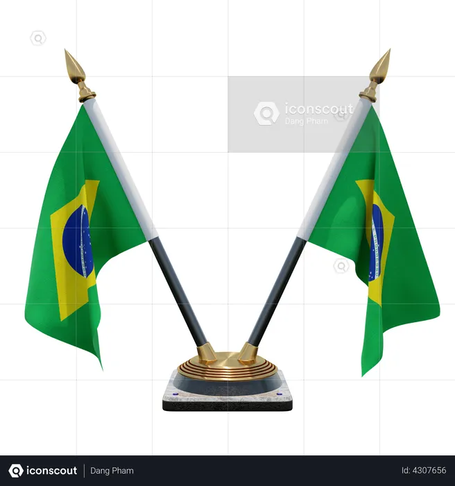 Brazil Double Desk Flag Stand Flag 3D Flag