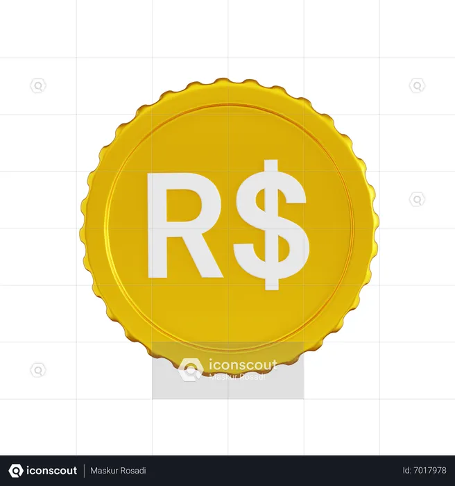 Brazil Real Coin  3D Icon