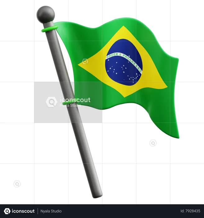 Brazilian Flag 3D Icon download in PNG, OBJ or Blend format