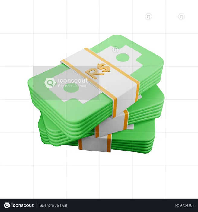 Brazilian real  3D Icon