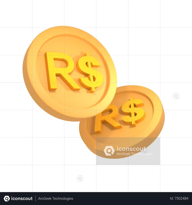 Brazilian real  3D Icon