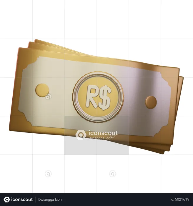 Brazilian Real  3D Icon