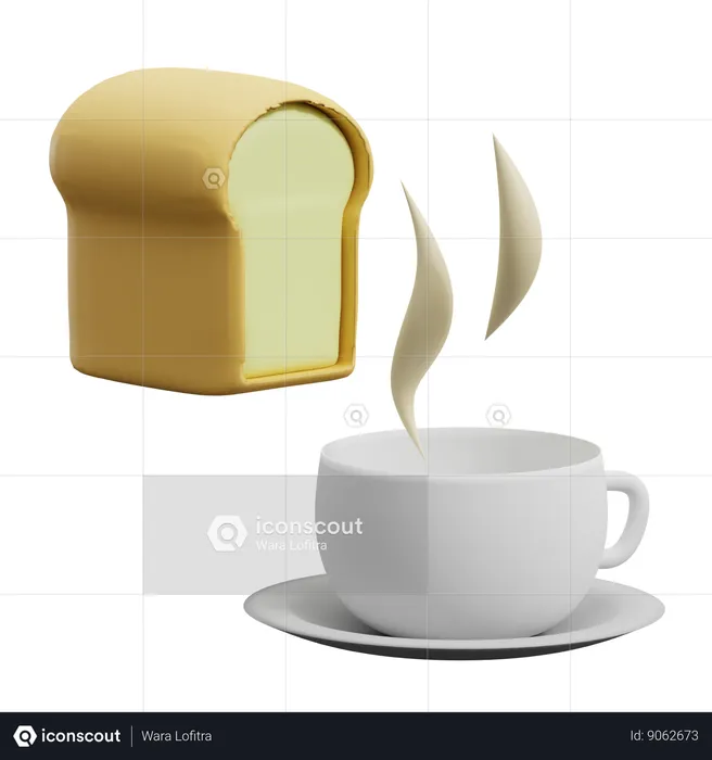 Bread and Coffee  3D Icon