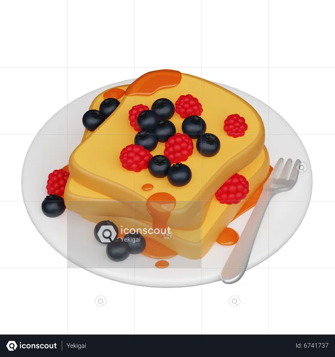 Bread With Berries  3D Icon