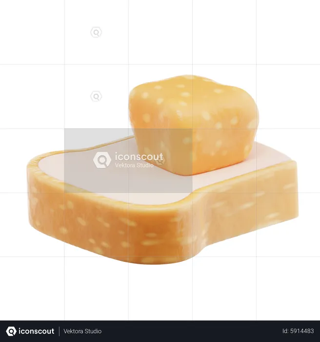 Bread with Cheese  3D Icon