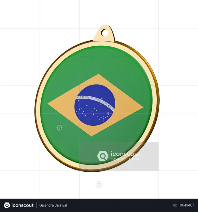 Insigne de médaille du drapeau du Brésil Flag 3D Icon