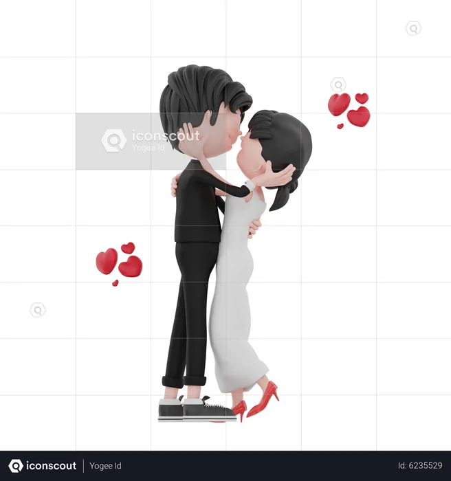 Bride and groom are looking at each other  3D Illustration