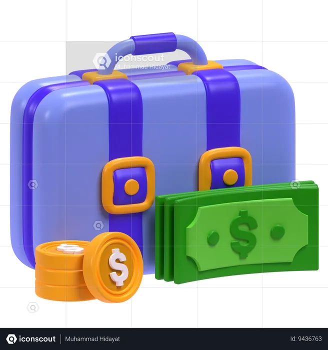 Briefcase and Money  3D Icon