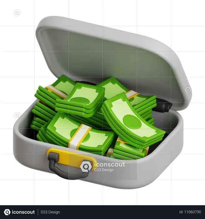 Briefcase Cash Bundle  3D Icon