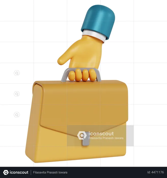 Briefcase Holding Hand Gesture  3D Illustration