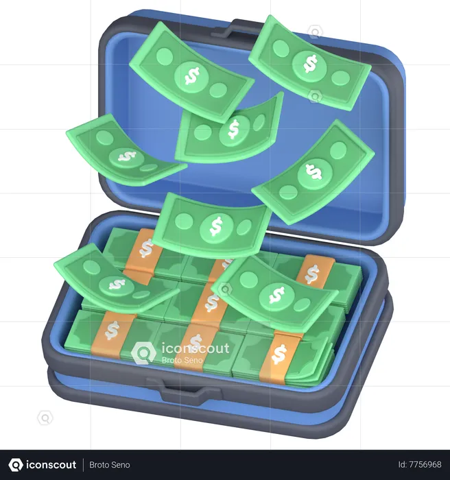 Briefcase money  3D Icon