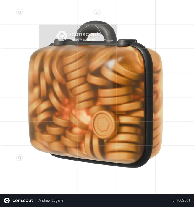 Briefcase with Coins  3D Icon