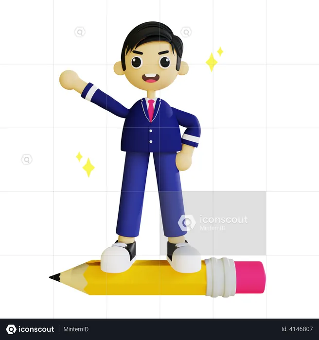 Bright Male student  3D Illustration