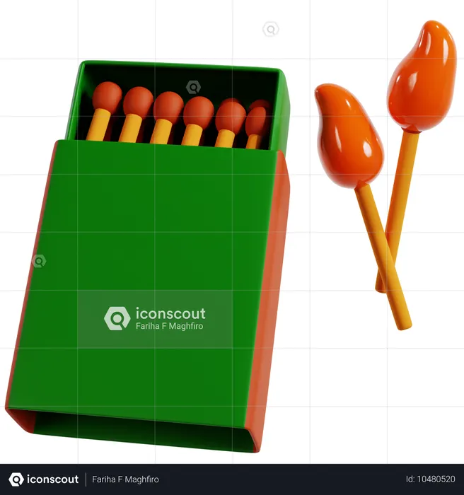 Bright Orange Camping Matches  3D Icon