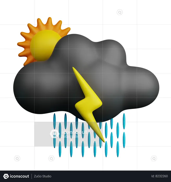 Bright Thunder Rain  3D Icon